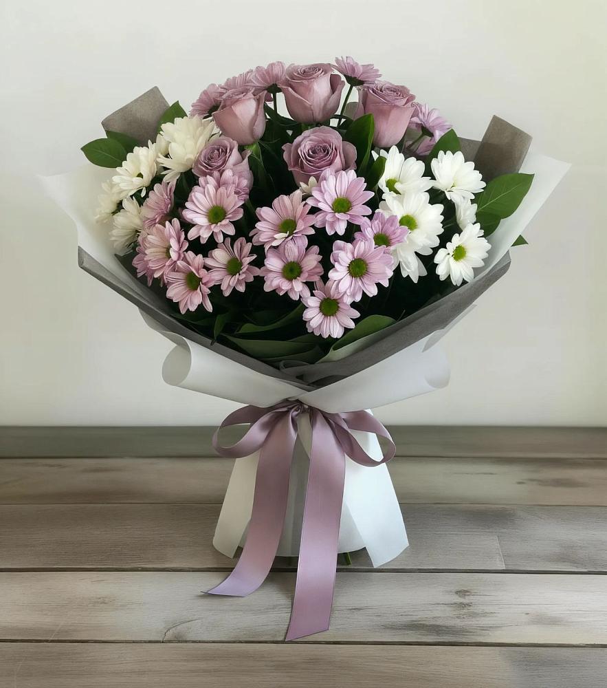 Букет цветов из: Хризантемы и Розы в Ендовище