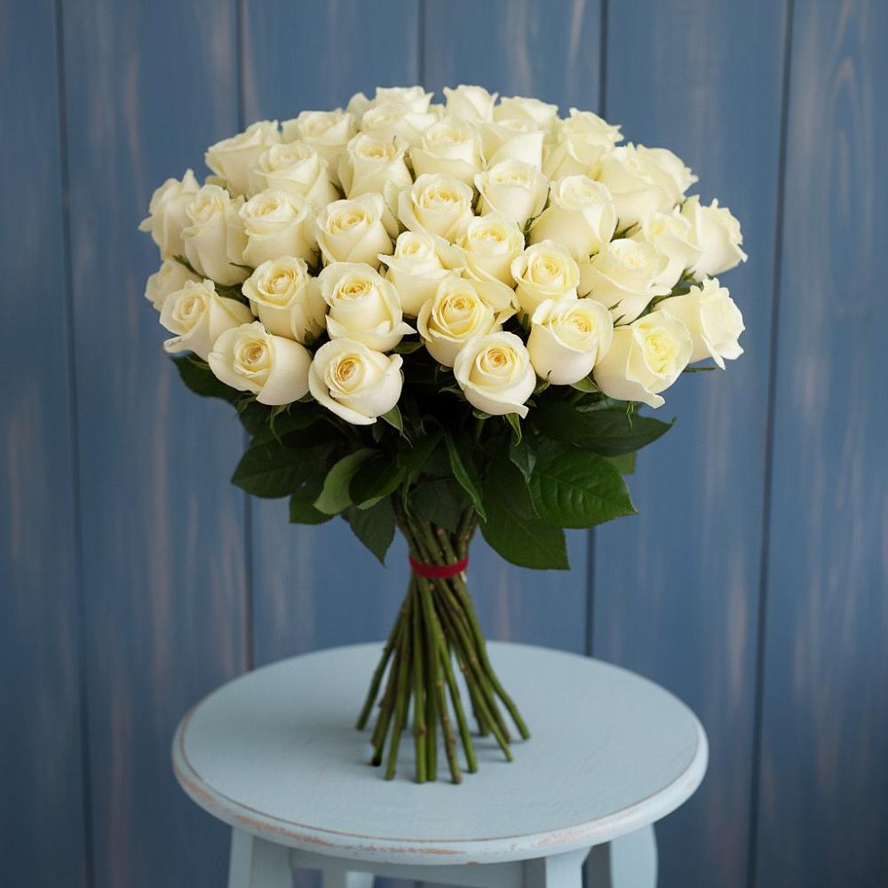 Букет 51 Белая роза Эдлесс Лав в Ендовище