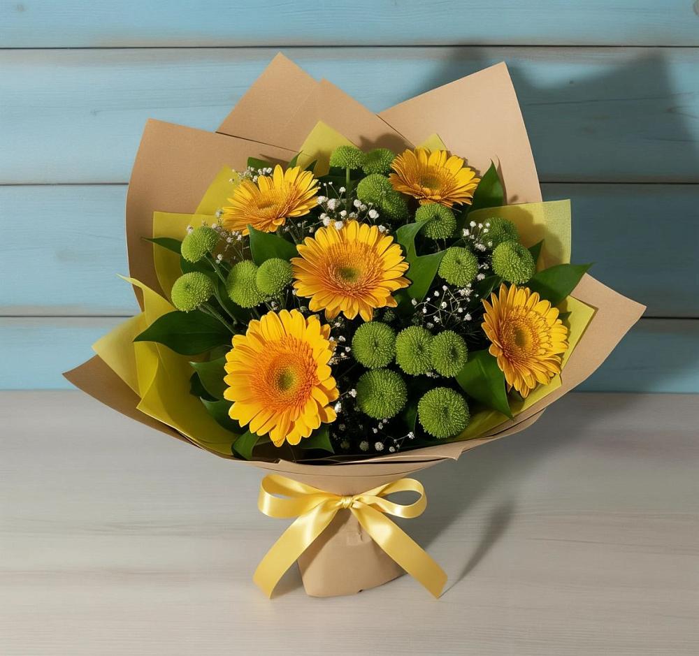 Букет цветов из: Герберы и Хризантемы в Ендовище