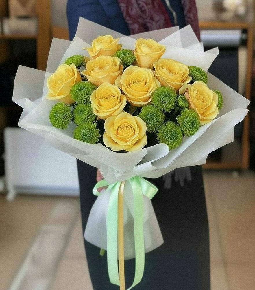 Букет цветов из: Хризантемы и Розы в Ендовище