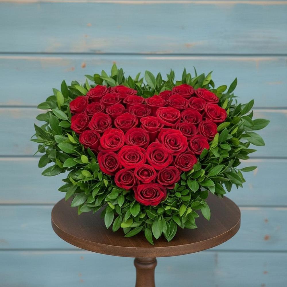 Цветочная композиция из Розы в виде сердца в Ендовище