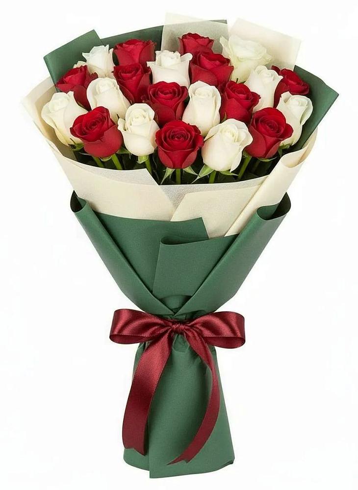 Букет Микс из красных и белых роз в Ендовище