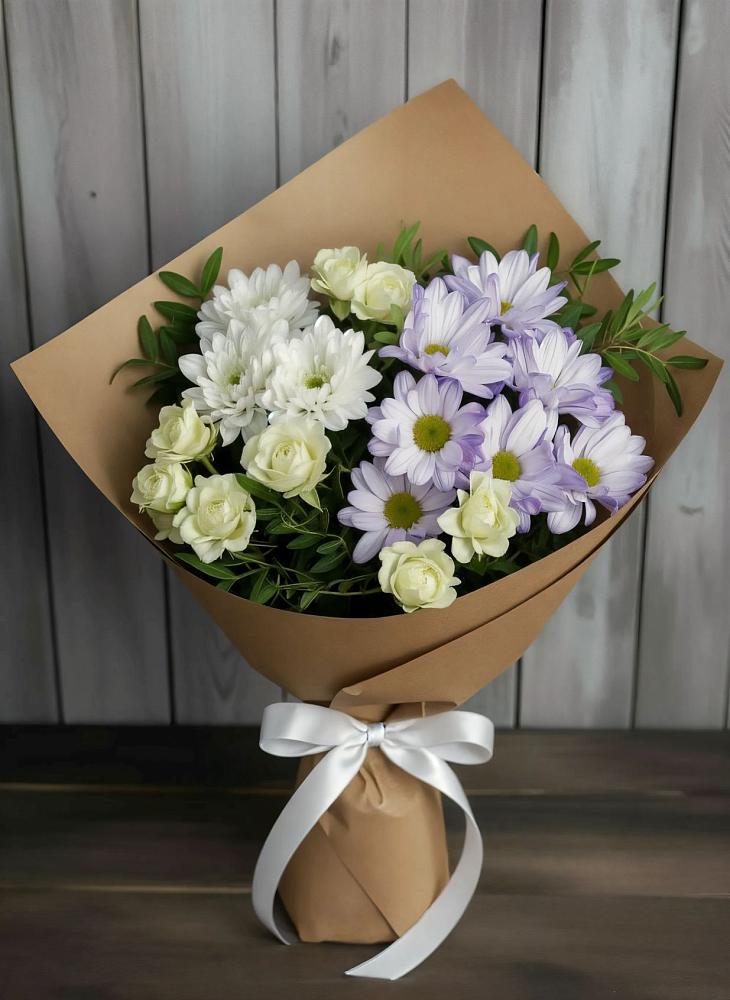 Букет цветов из: Хризантемы и Розы в Ендовище